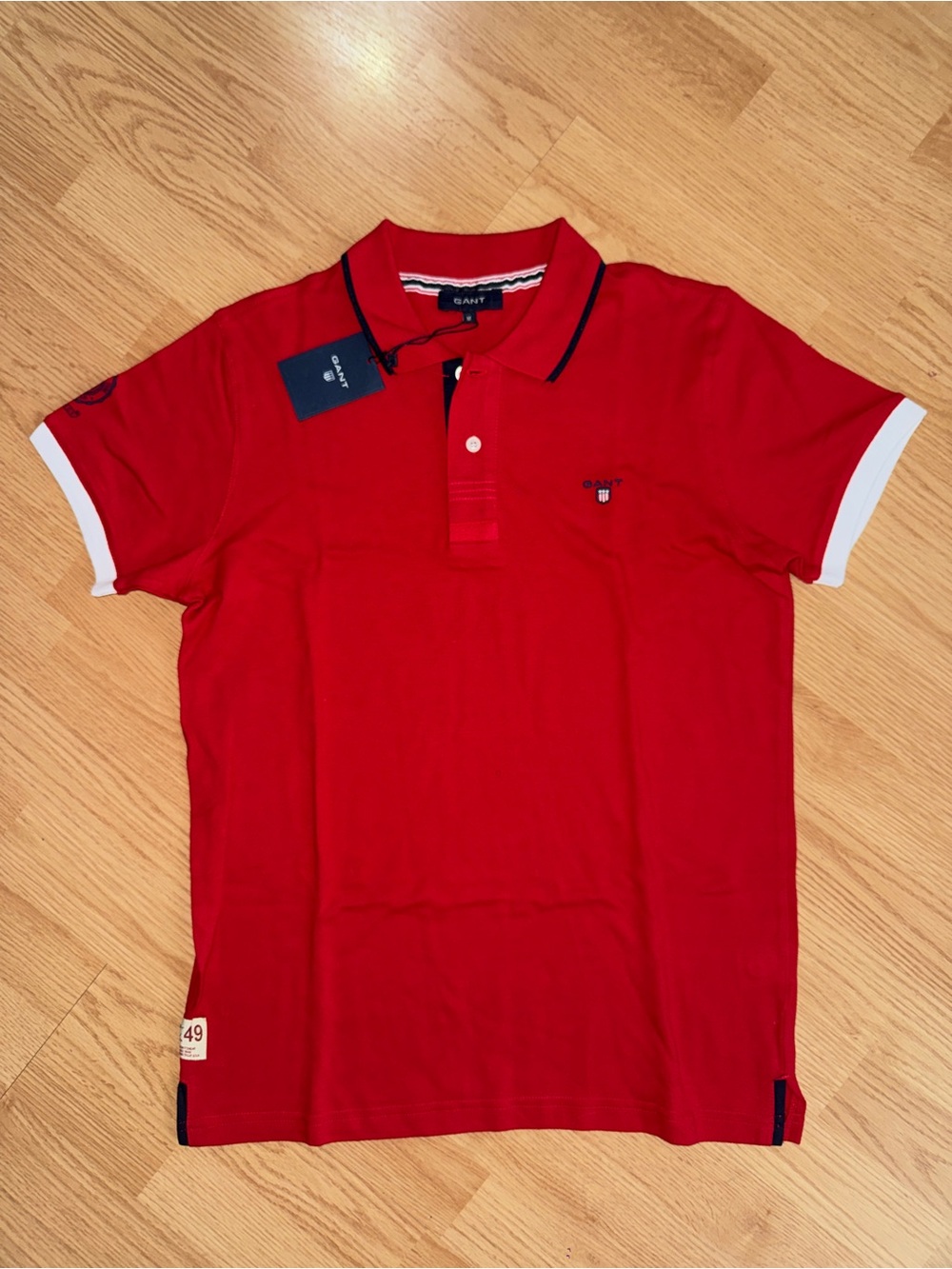 Gant Men’s Red Polo with White Sleeve Trim
